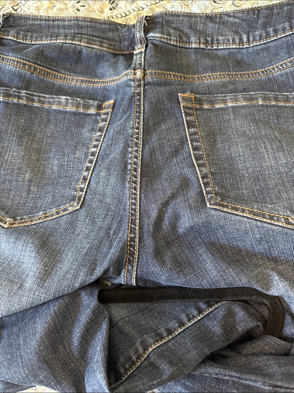 Lane Bryant Men's Slim Straight Jeans in Dark Blue Denim with Distressed Detail - Picture 2 of 4